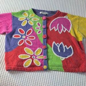 Colorful Floral Button Down Sweater